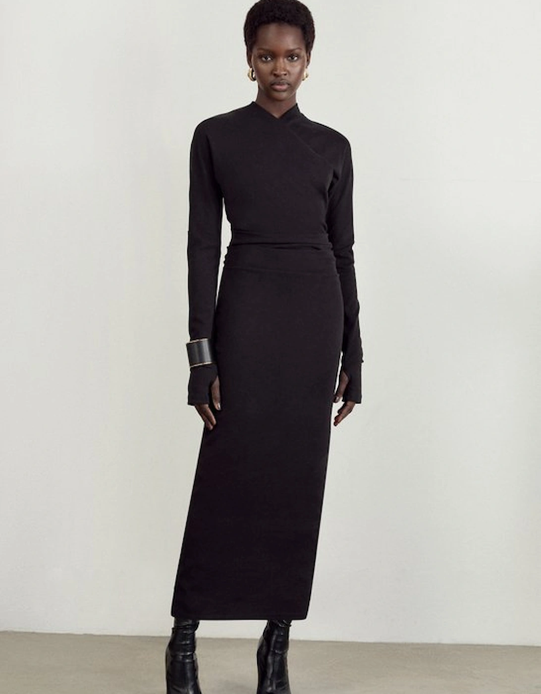 Soft Touch Jersey Asymmetric Neck Midi Dress, 5 of 4