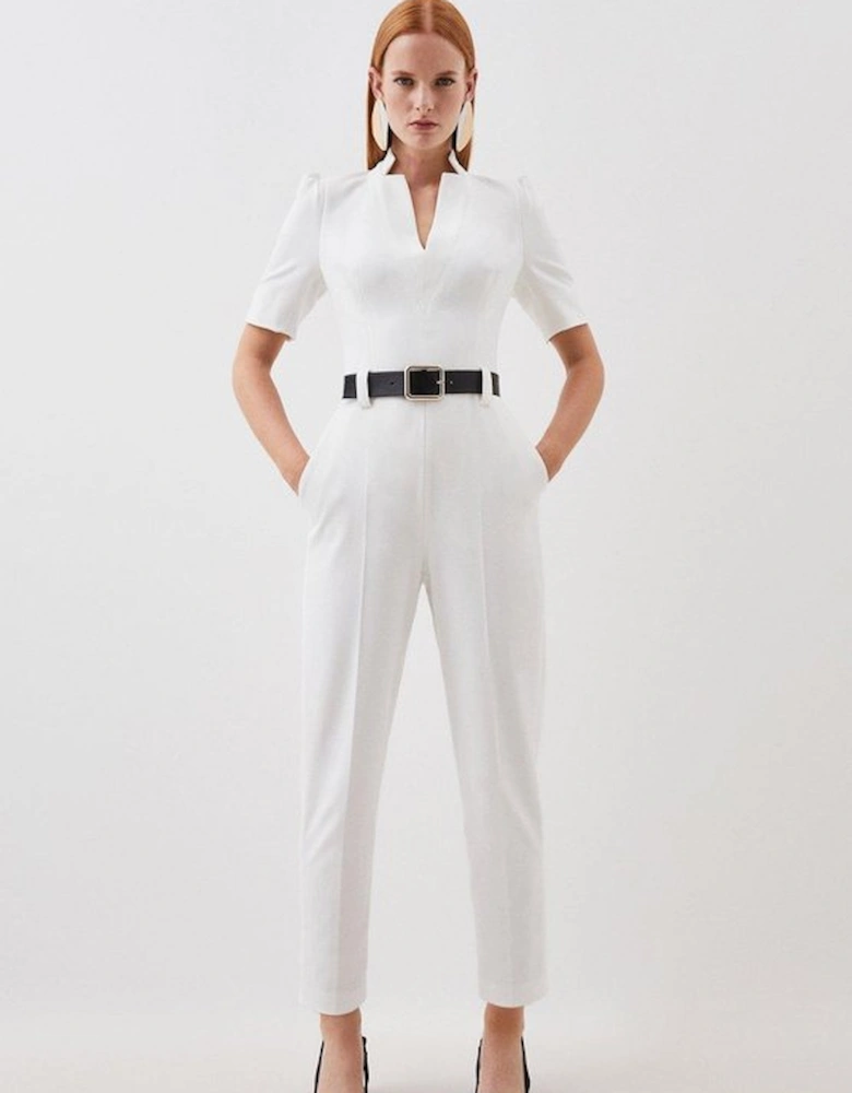 Structured Crepe Forever Belted Jumpsuit