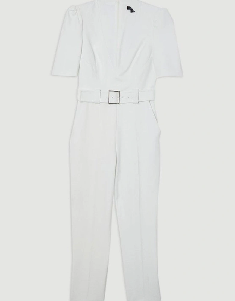 Structured Crepe Forever Belted Jumpsuit