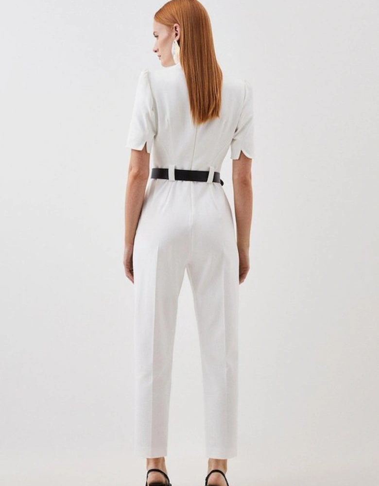 Structured Crepe Forever Belted Jumpsuit