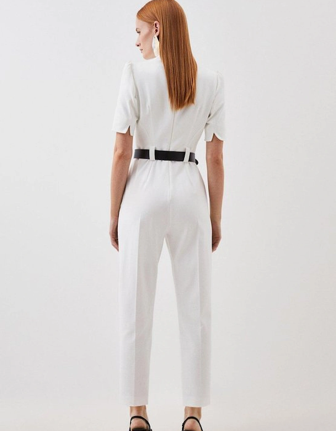 Structured Crepe Forever Belted Jumpsuit