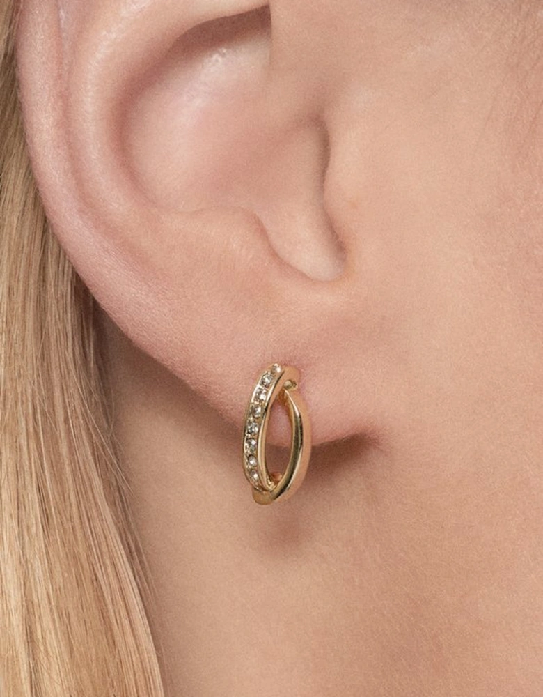 14kt Gold Plated Oval Pavé Chain Stud Earrings