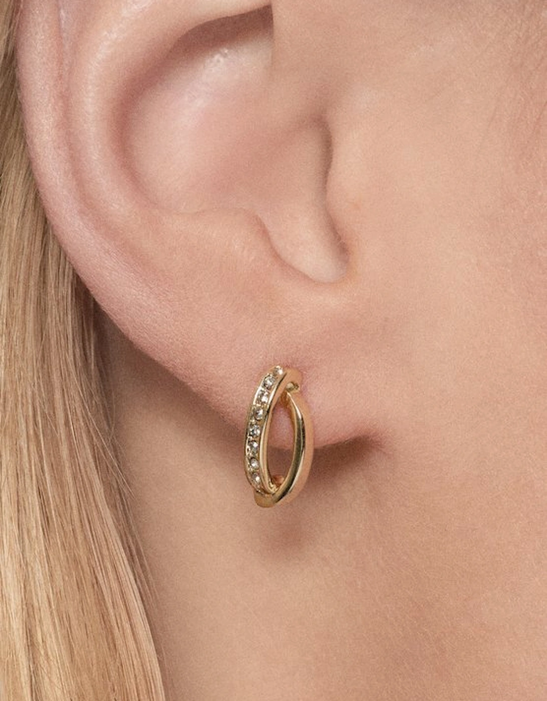 14kt Gold Plated Oval Pavé Chain Stud Earrings, 2 of 1