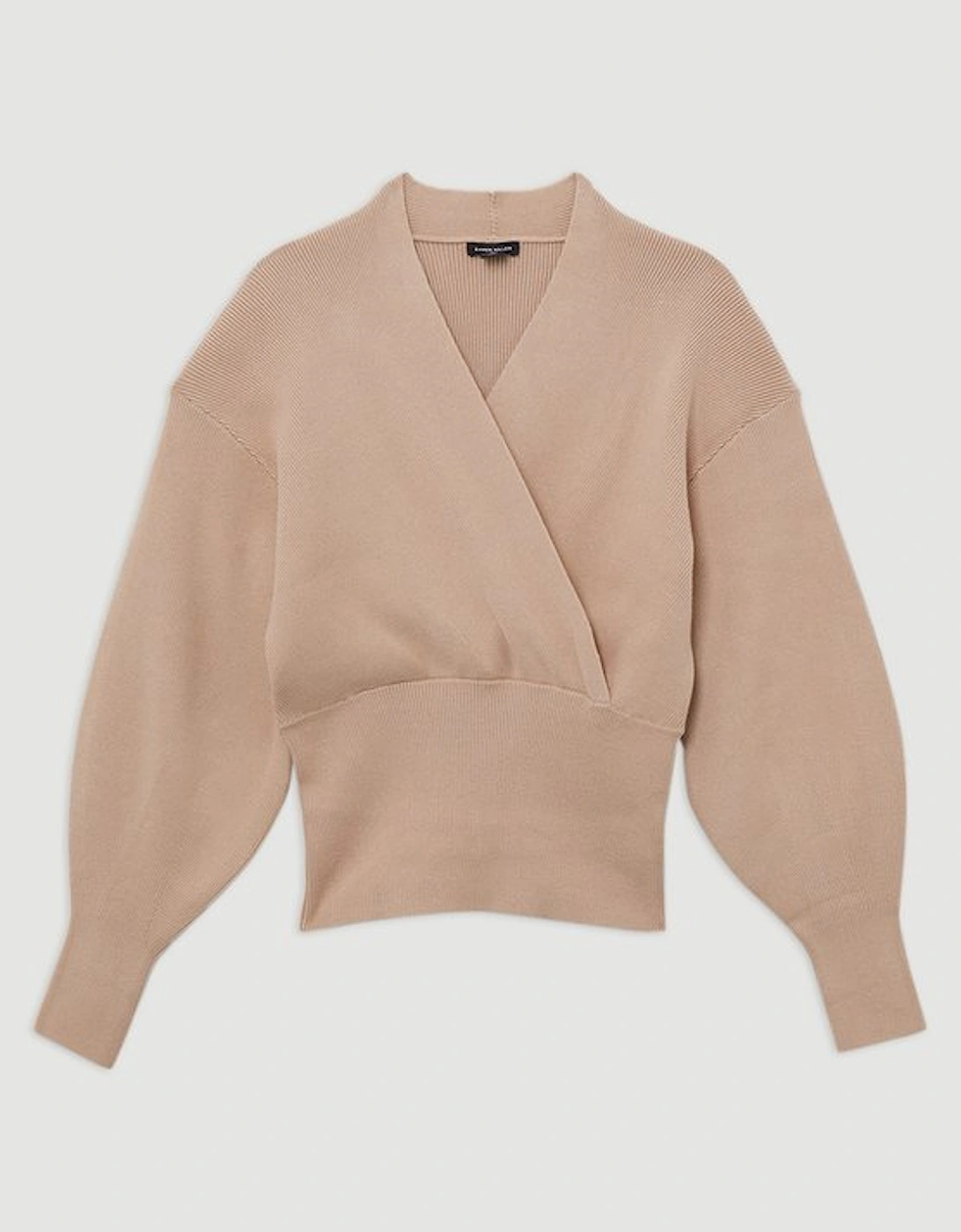 Wool Look Compact Stitch Wrap Knit Top