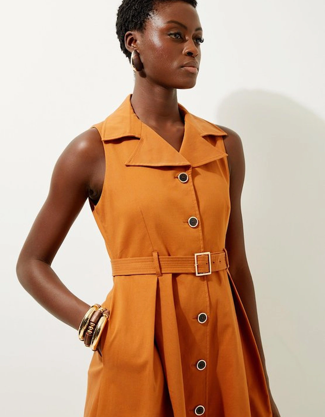 Tall Halter Neck Belted Full Skirted Shirt Dress