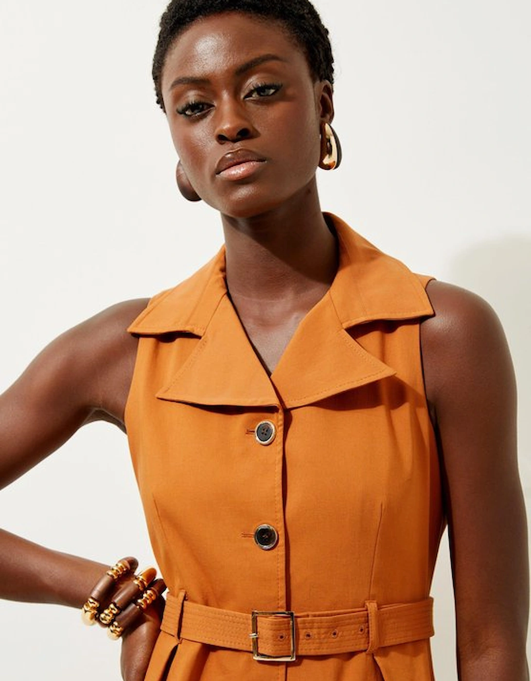 Tall Halter Neck Belted Full Skirted Shirt Dress