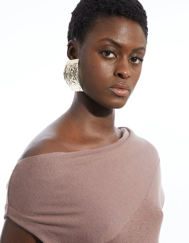 Cashmere Blend One Off The Shoulder Maxi Dress