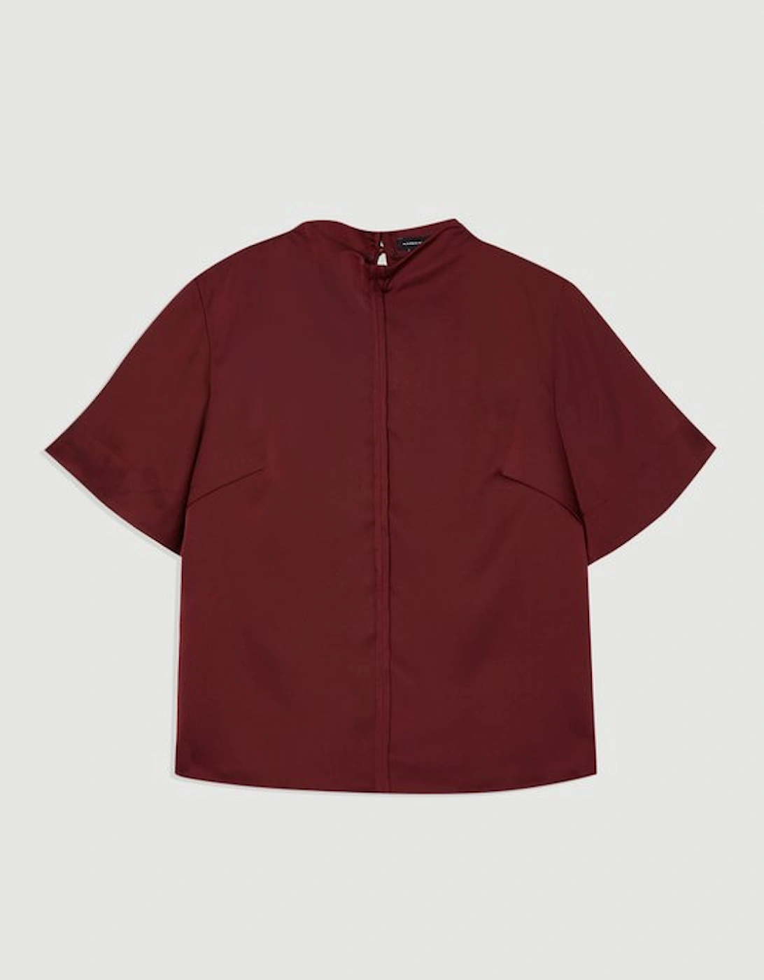 Top Stitch Satin Woven Short Sleeve Top