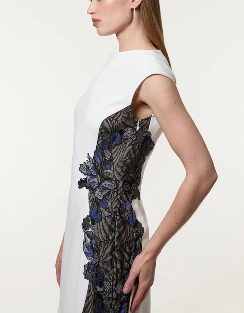 Petite Lace Applique Contrast Sleeveless Tailored Maxi Dress