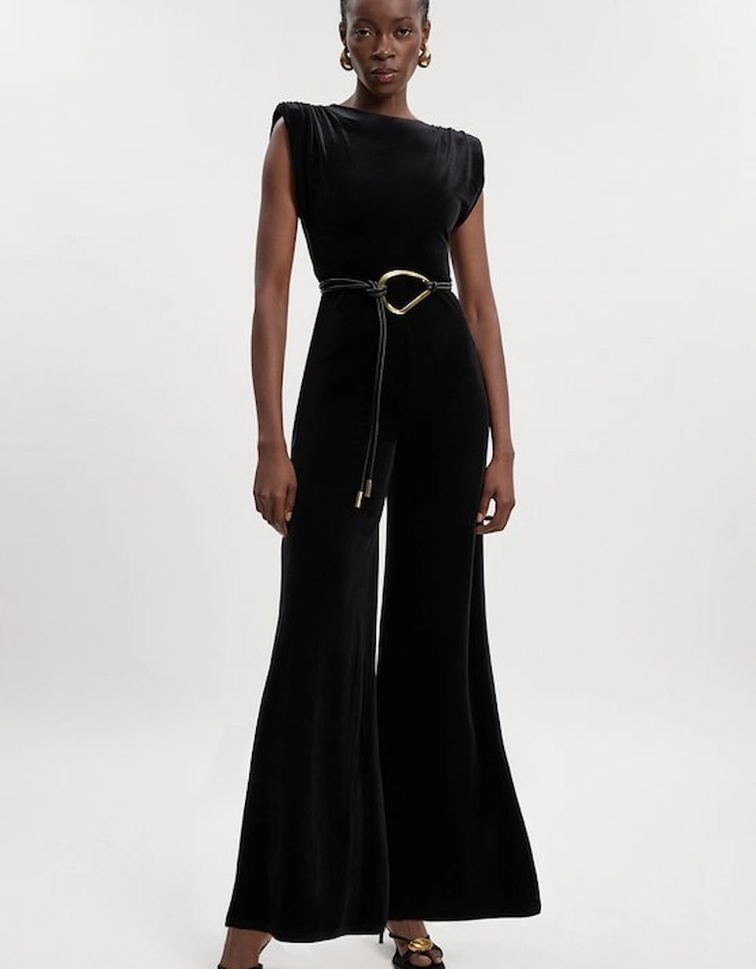 Stretch Velvet Strong Shoulder Jumpsuit, 5 of 4