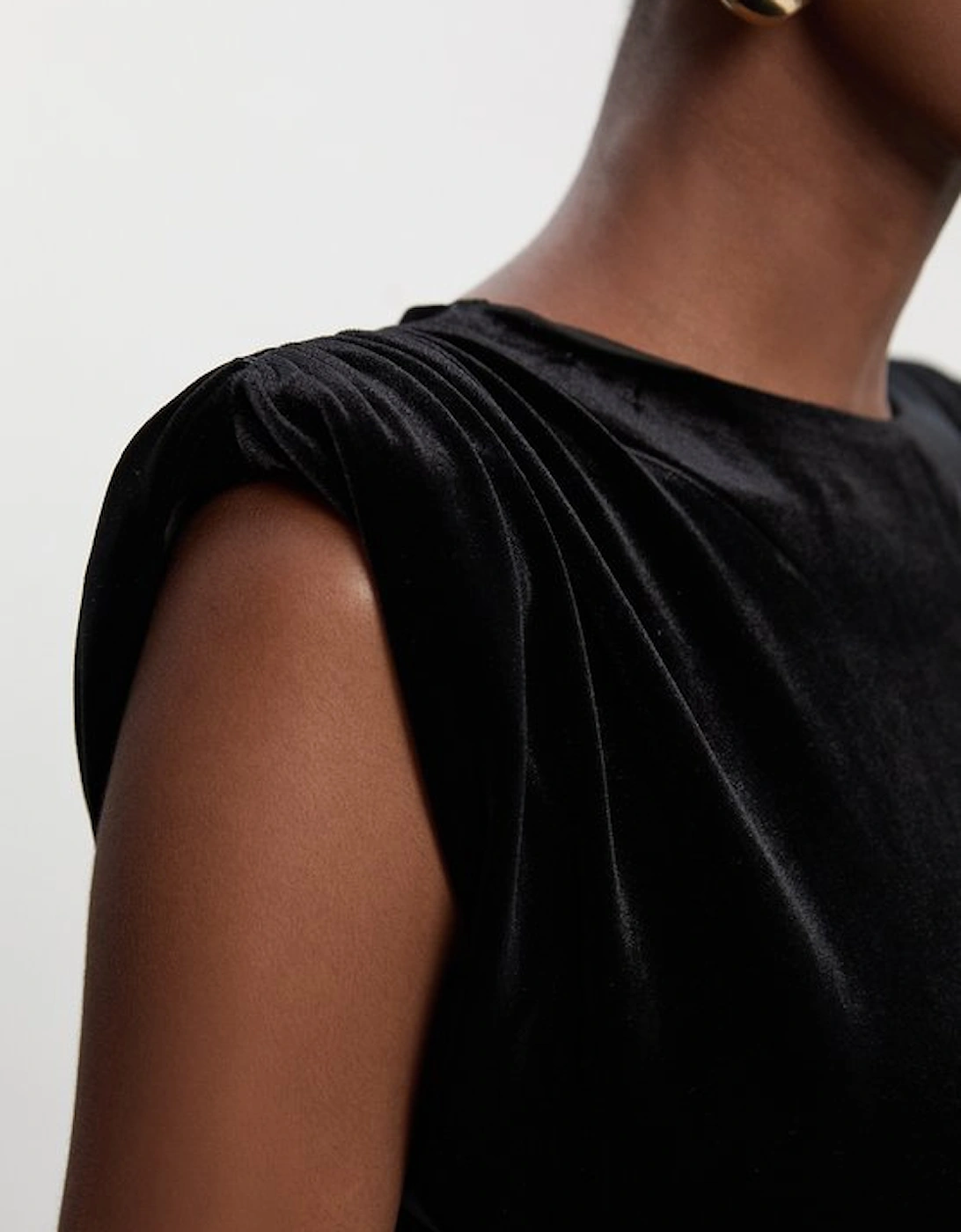 Stretch Velvet Strong Shoulder Jumpsuit