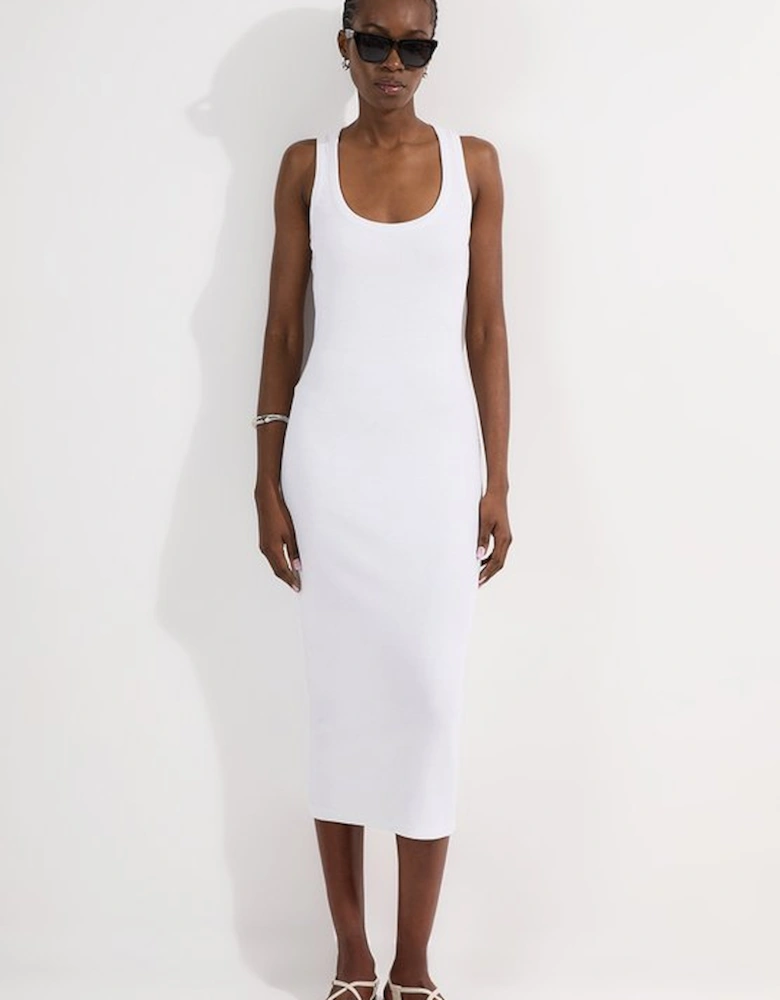 Compact Jersey Rib Racer Maxi Dress