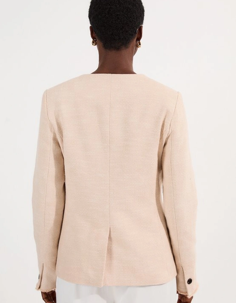 Spring Tweed Tailored Pocket Front Tailored Blazer