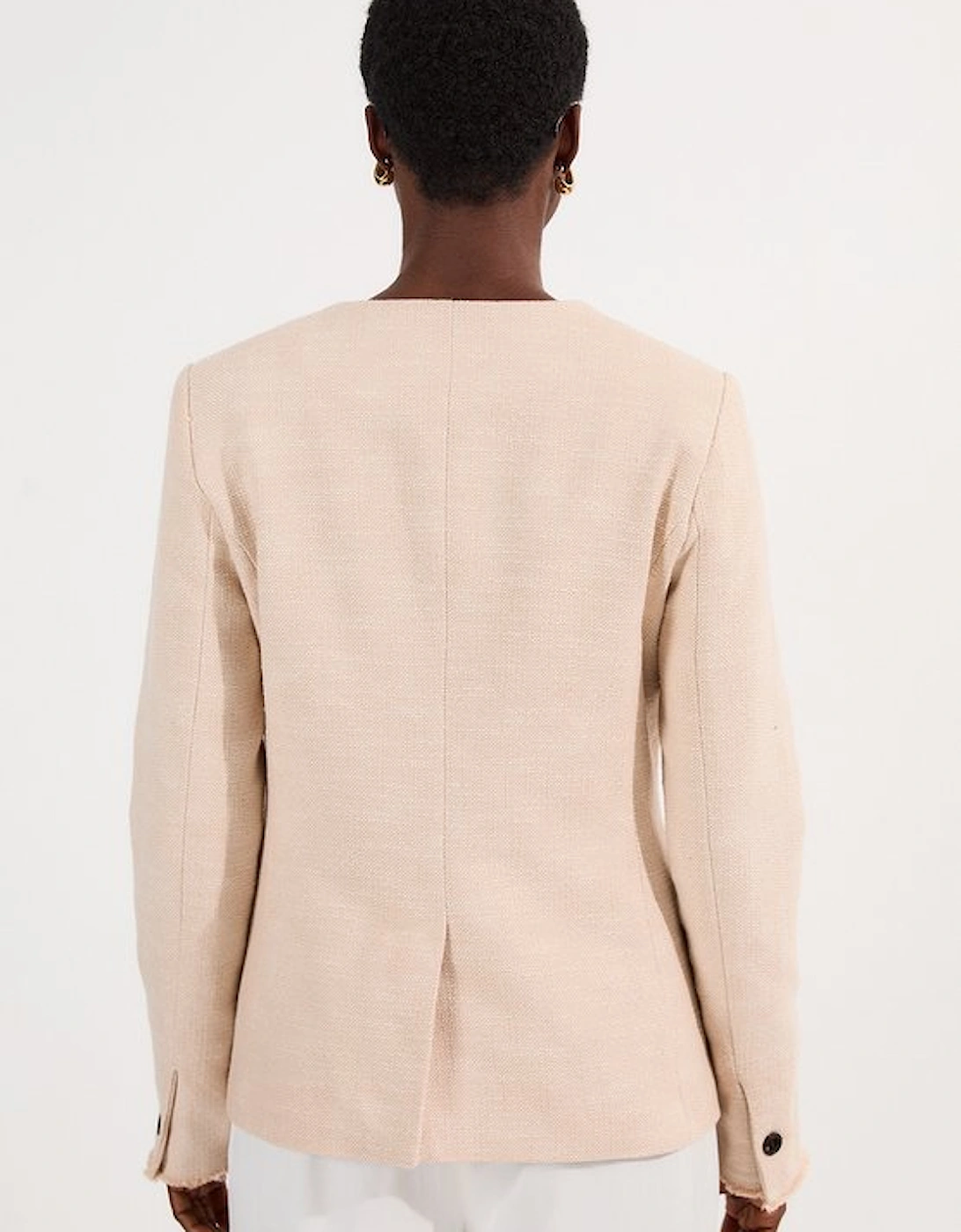 Spring Tweed Tailored Pocket Front Tailored Blazer