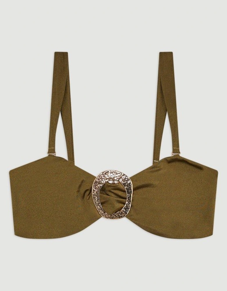 Slinky Trim Detail Detachable Strap Bikini Top