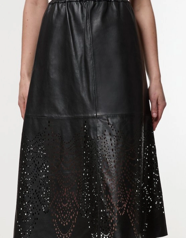 Amelia Graham Leather Cutwork Full Skirt