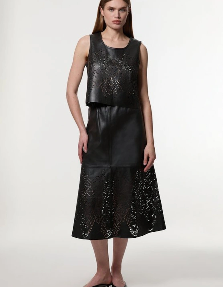Amelia Graham Leather Cutwork Full Skirt