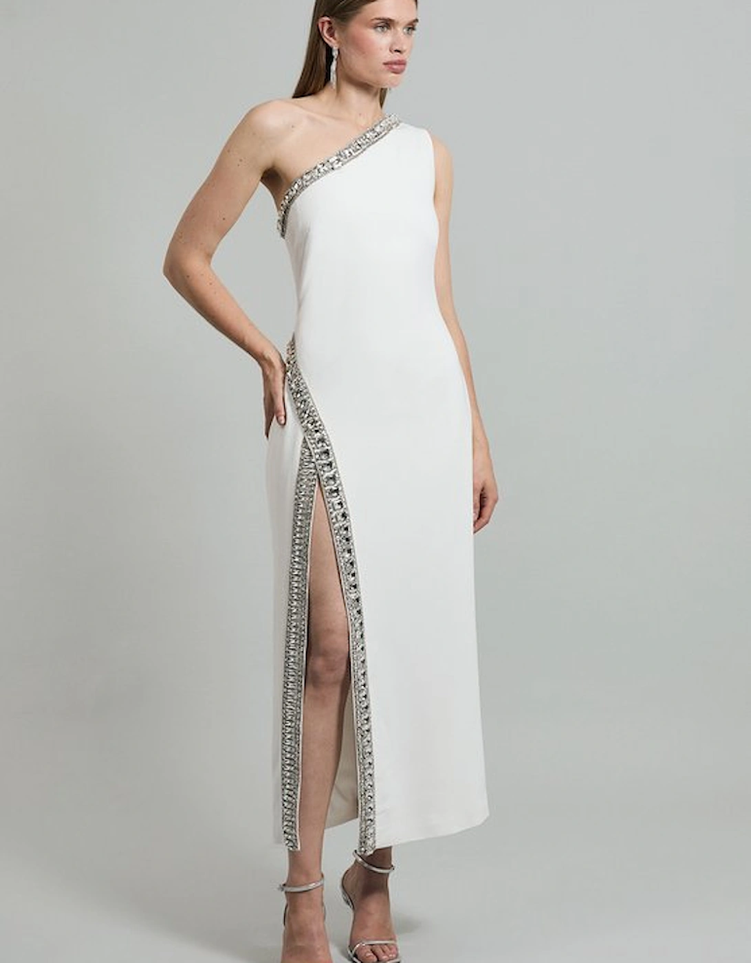 One Shoulder Embellished Woven Maxi Dress, 5 of 4