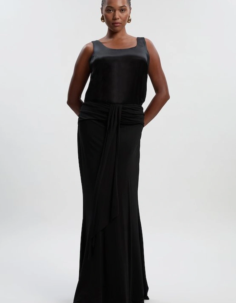 Plus Size Premium Stretch Crepe Jersey Maxi Skirt
