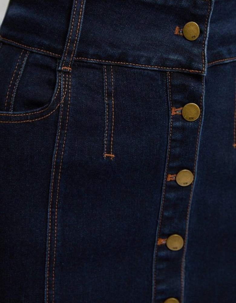 Denim Corset Waist Detail Pencil Skirt