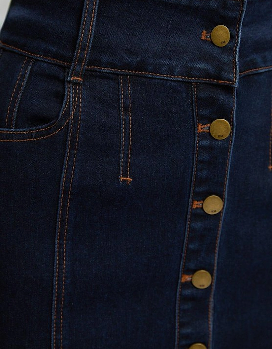 Denim Corset Waist Detail Pencil Skirt