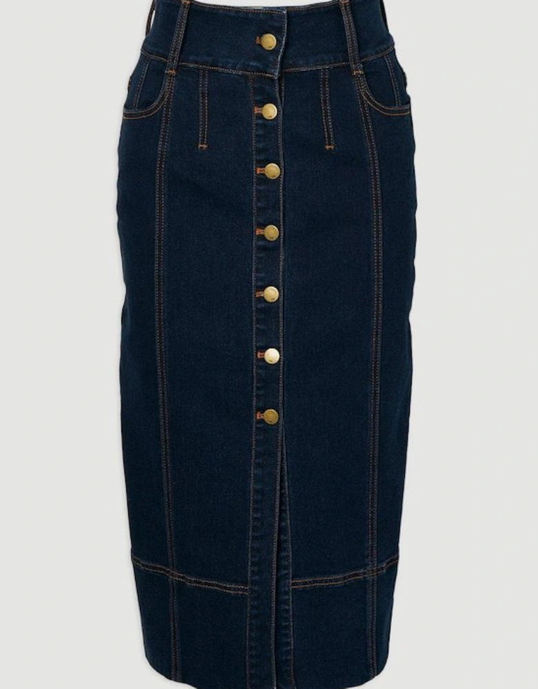 Denim Corset Waist Detail Pencil Skirt
