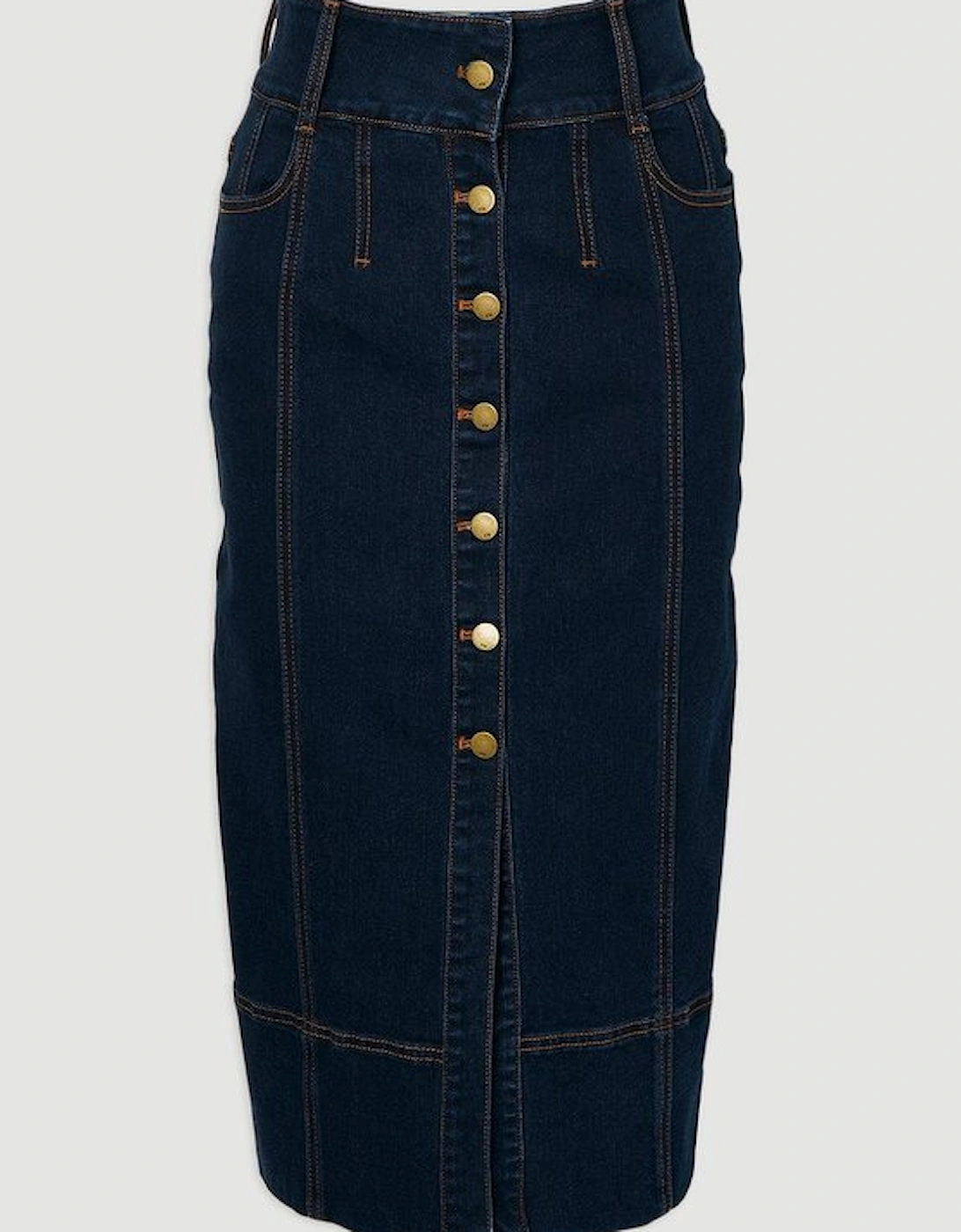 Denim Corset Waist Detail Pencil Skirt