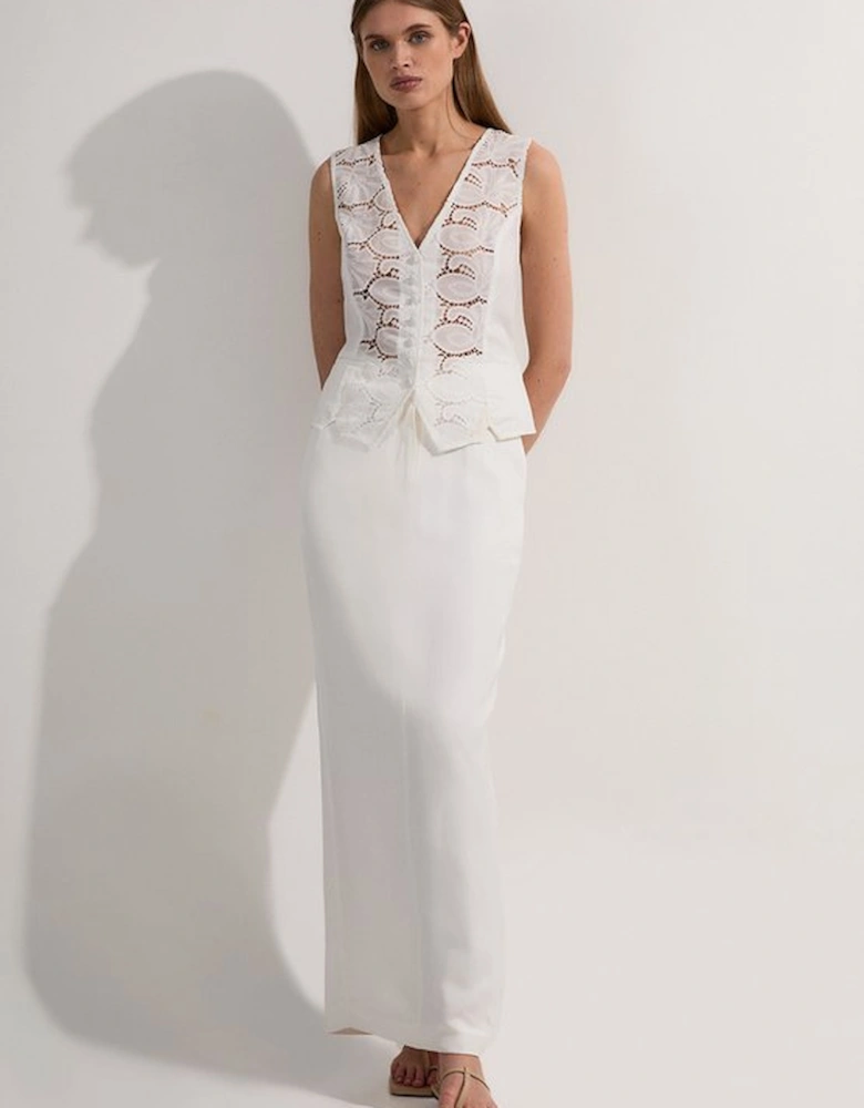Tall Cotton Cutwork Woven Waistcoat