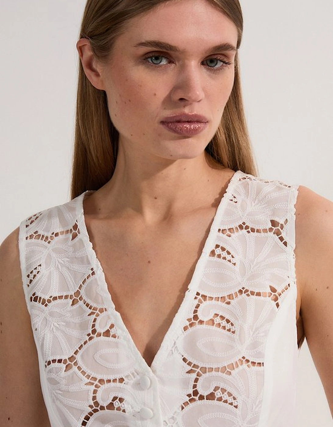 Tall Cotton Cutwork Woven Waistcoat