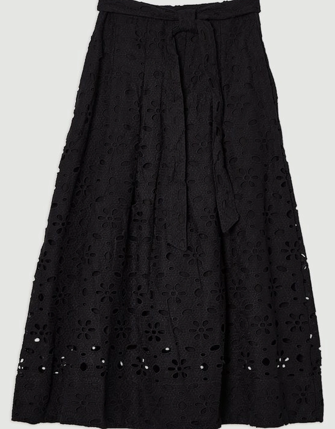 Cotton Broderie Woven Maxi Skirt