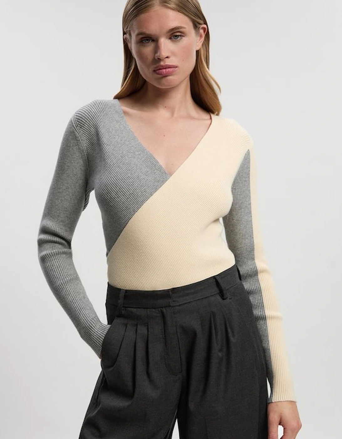 Soft Rib Wrap Front Knitted Jumper, 5 of 4