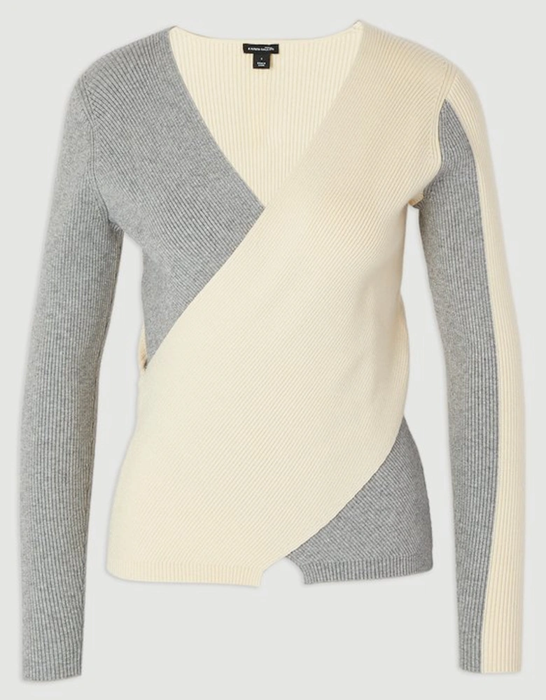 Soft Rib Wrap Front Knitted Jumper