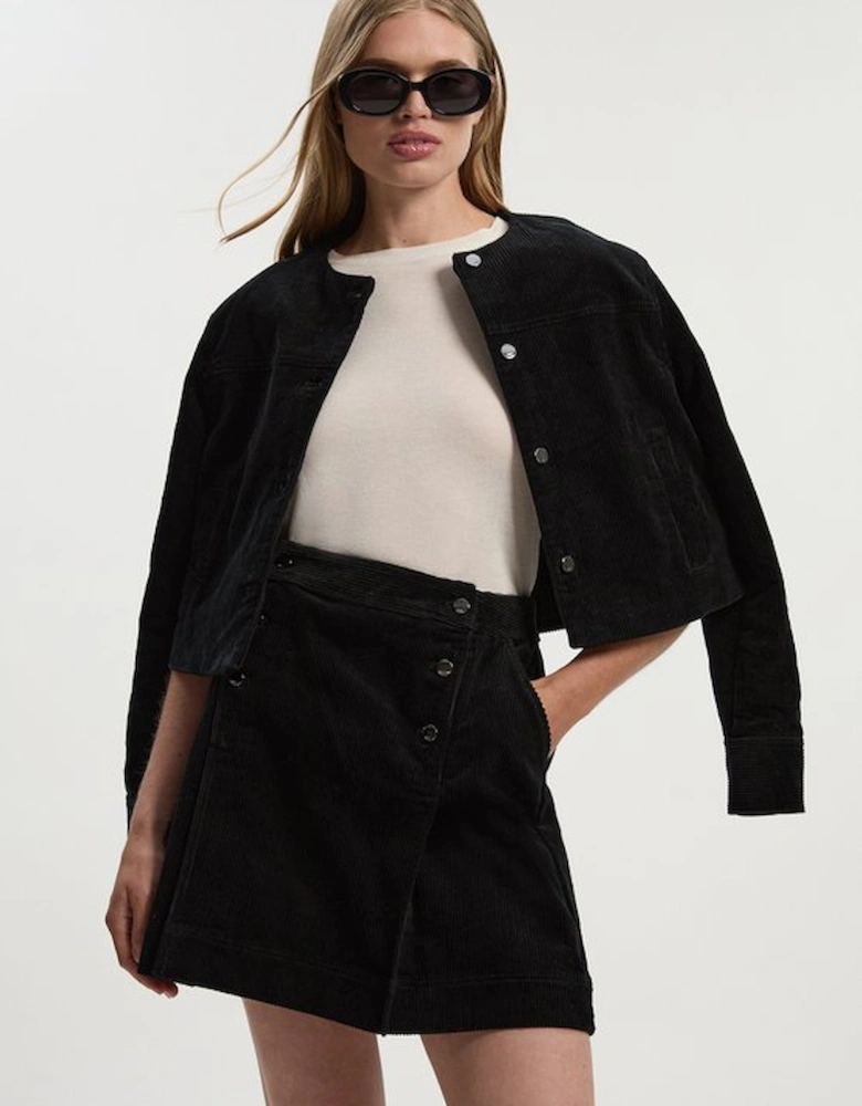 Cord Collarless Tailored Jacket