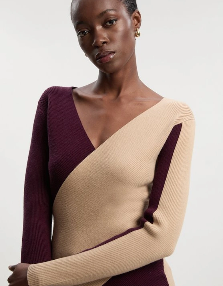 Soft Rib Wrap Front Knitted Jumper