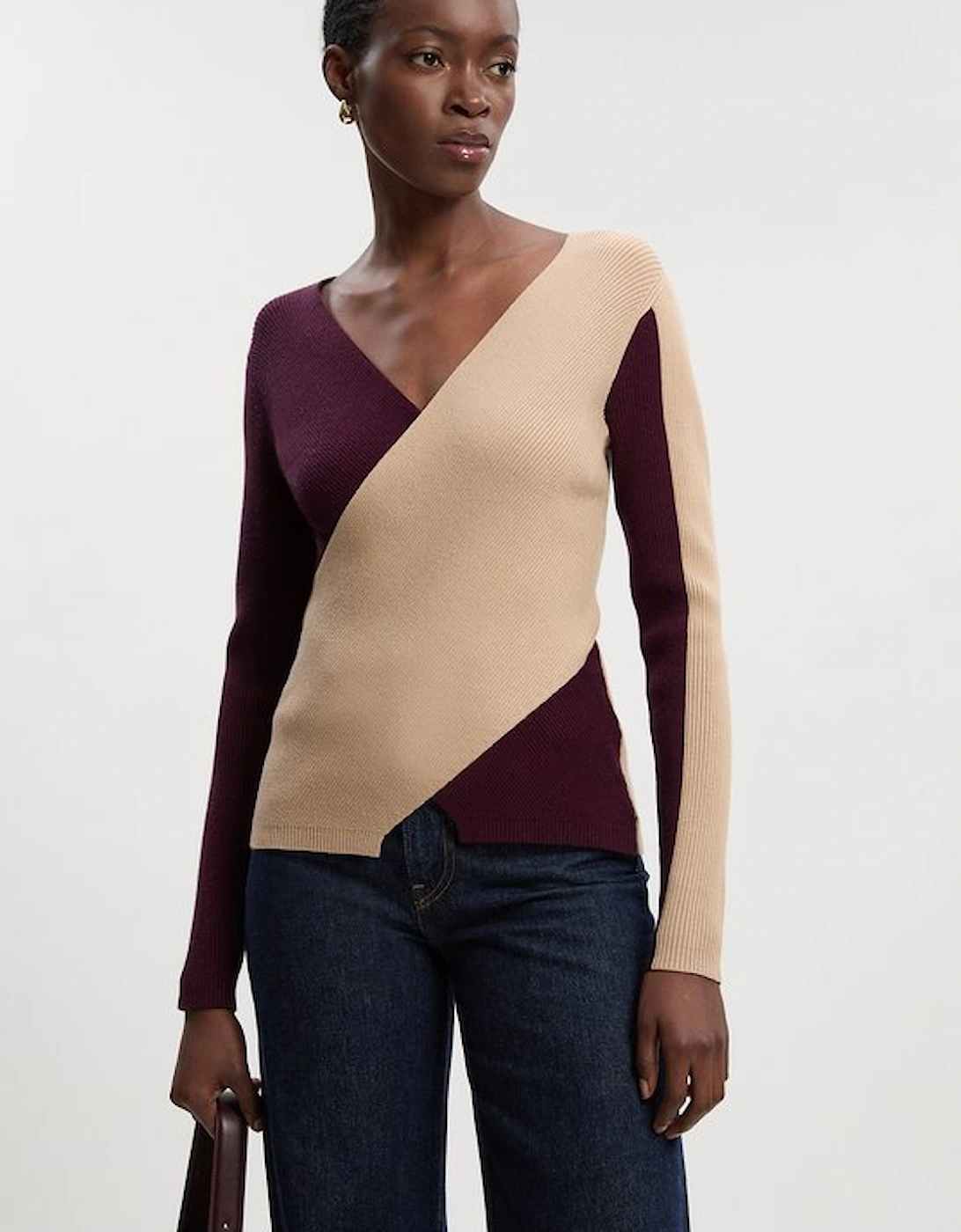 Soft Rib Wrap Front Knitted Jumper, 5 of 4