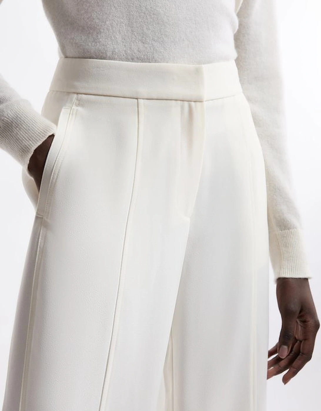 Tall Tailored Crepe Seam Detail Straight Leg Trousers
