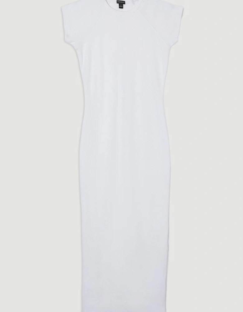 Compact Jersey Rib Cap Sleeve Maxi Dress