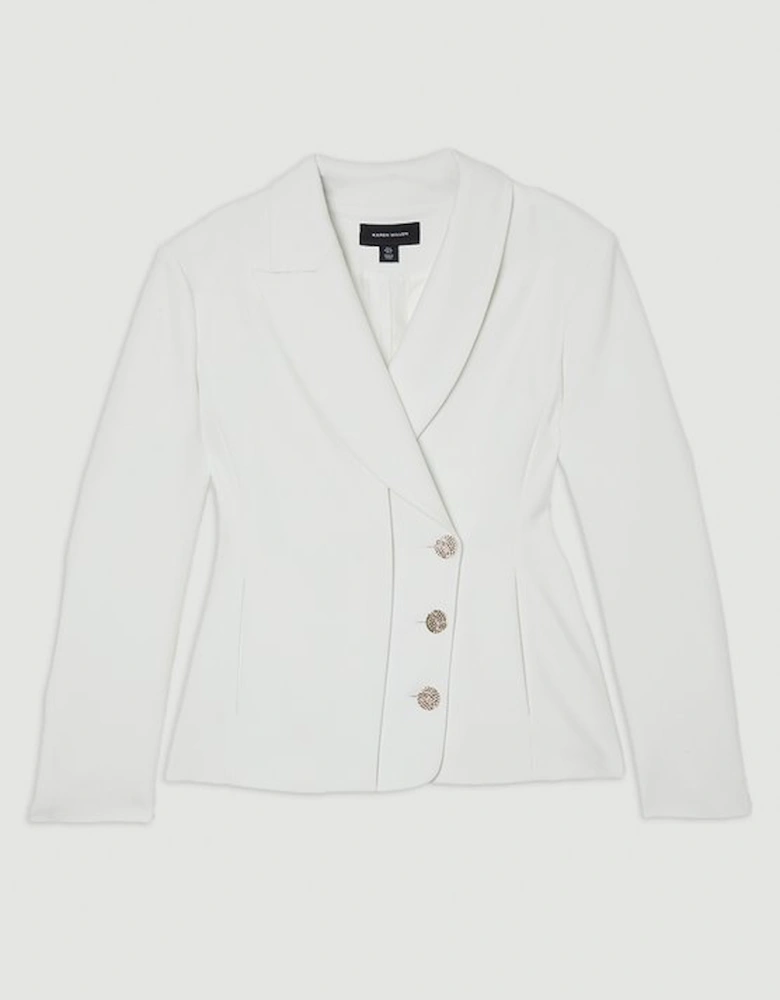 Compact Stretch Contrast Tipped Lapel Single Breasted Tailored Jacket