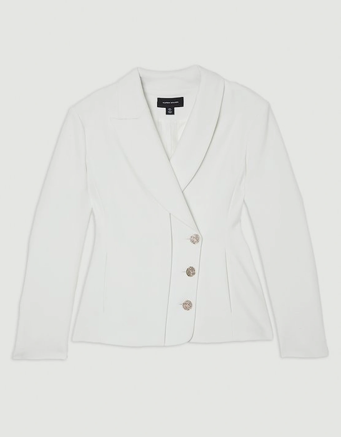 Compact Stretch Contrast Tipped Lapel Single Breasted Tailored Jacket