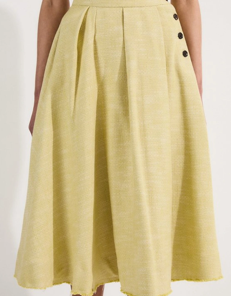 Spring Tweed Tailored Pleated Full Skirt