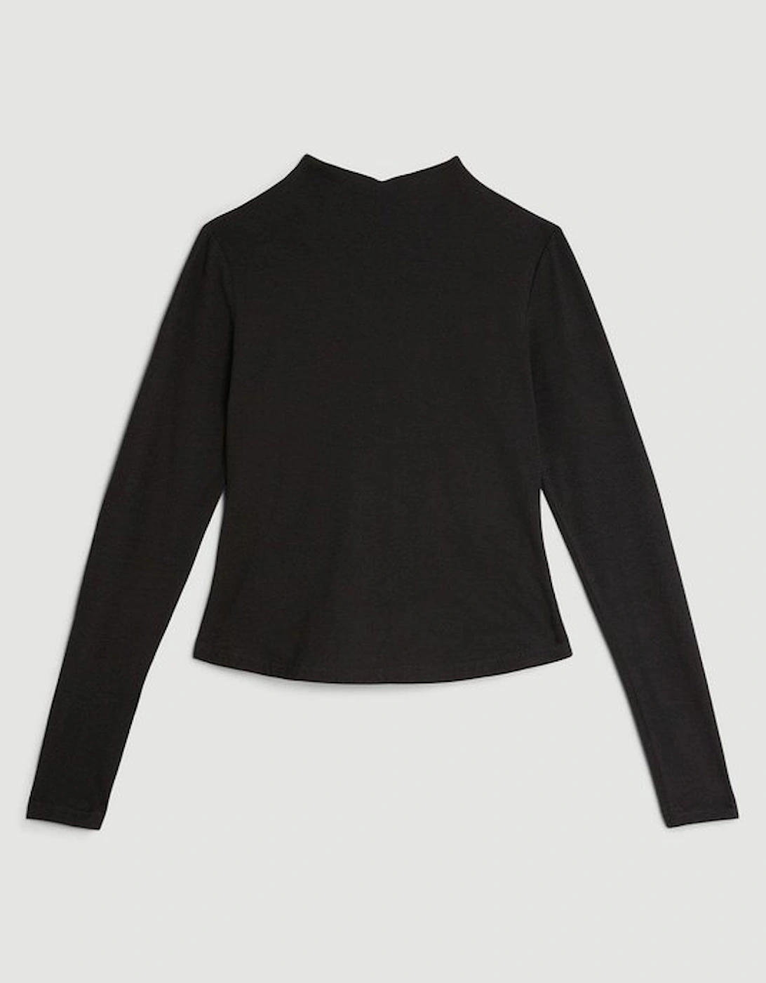 Stretch Cotton Funnel Neck Top