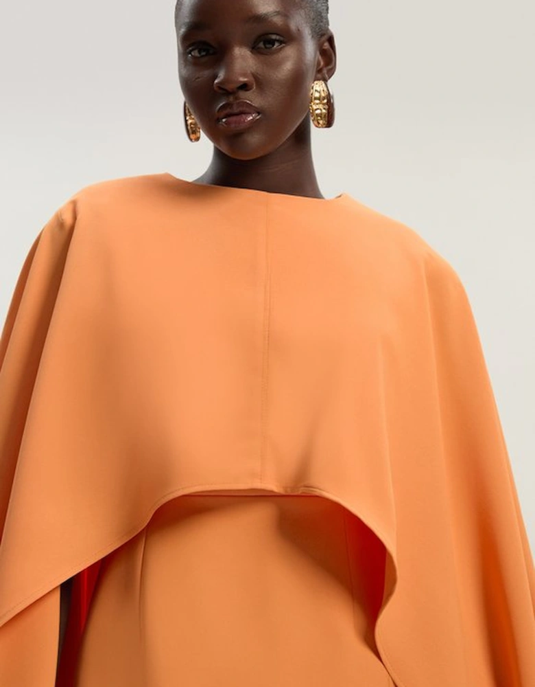 Soft Tailored Cape Detail Mini Dress