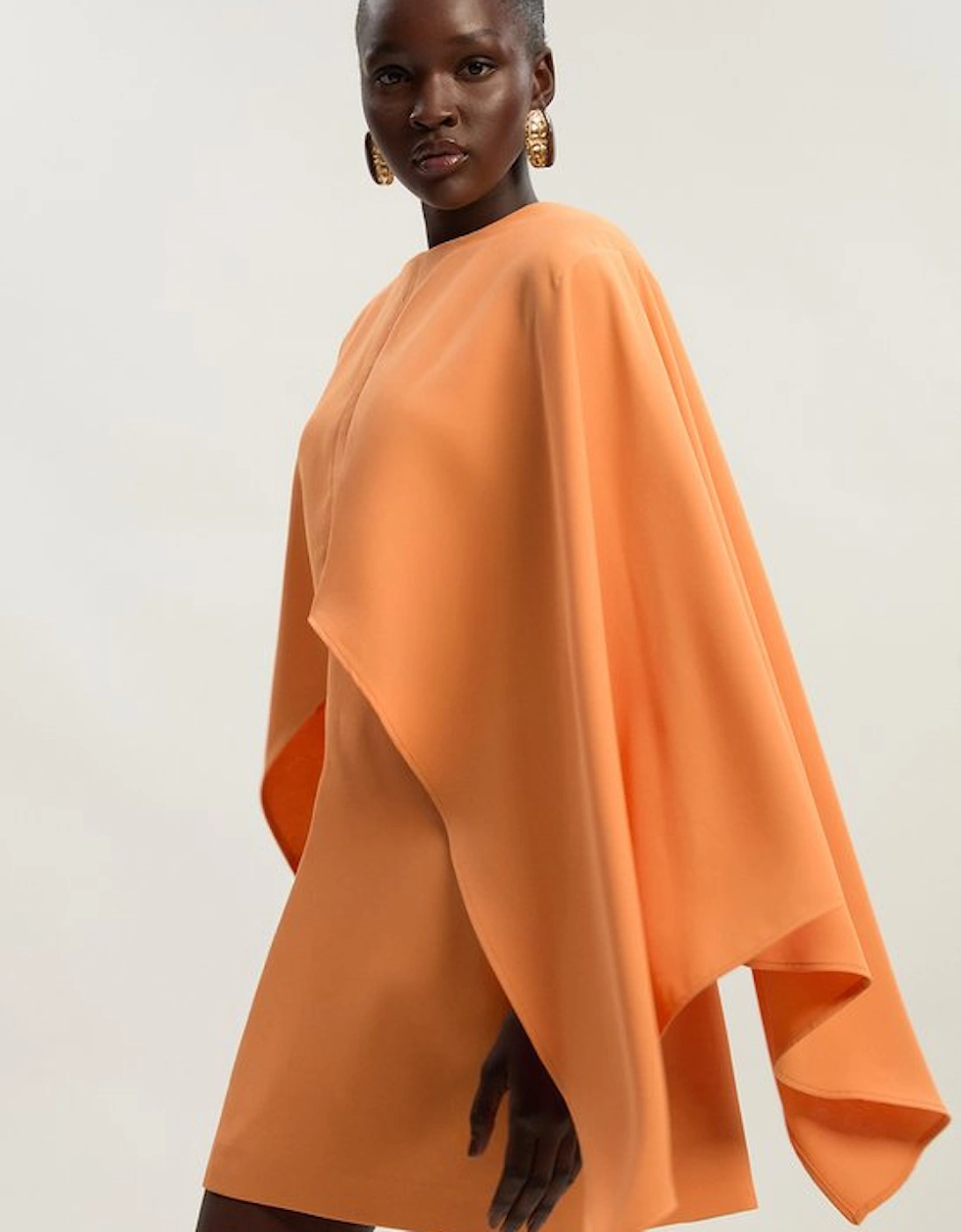 Soft Tailored Cape Detail Mini Dress