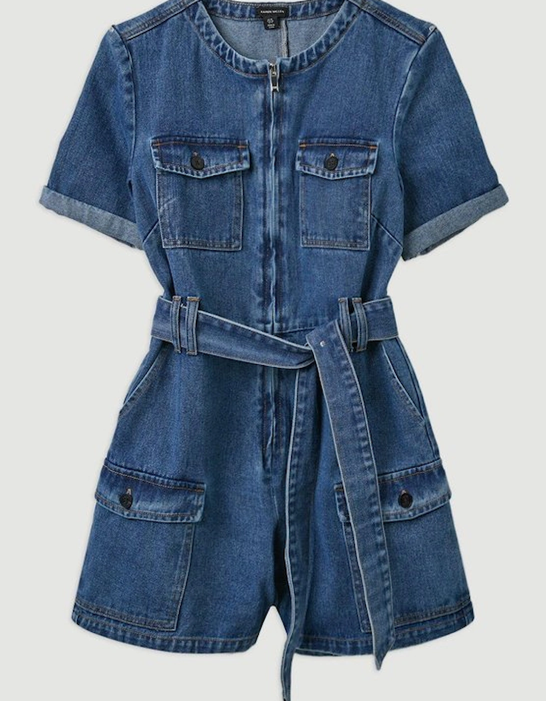 Denim Cargo Pocket Belted Playsuit