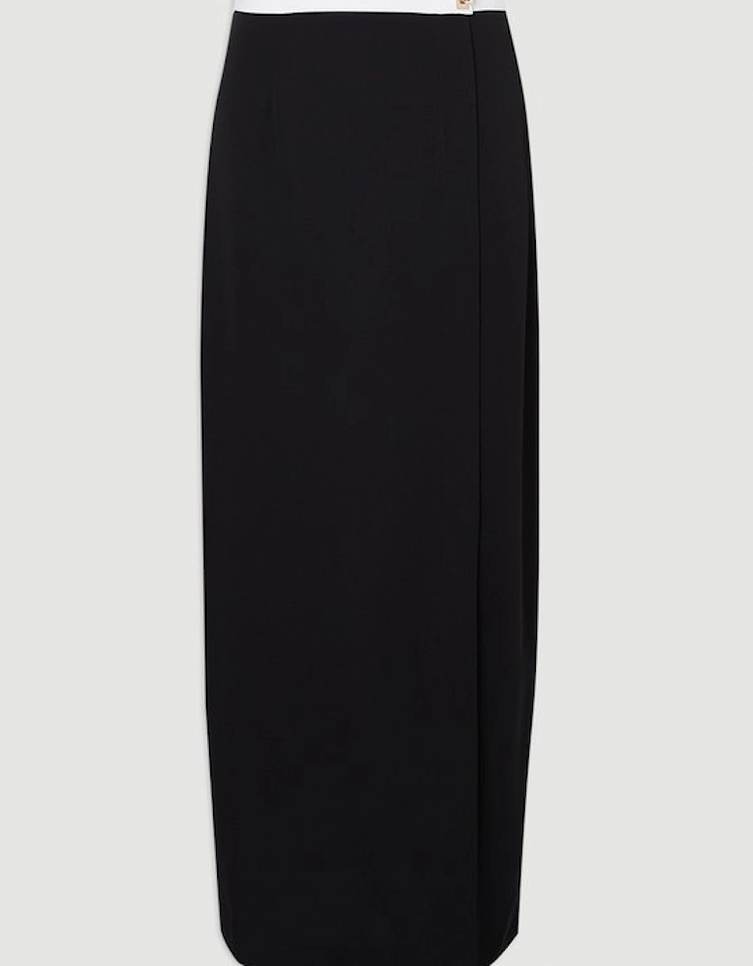 Plus Size Twill Contrast Hardware Woven Midi Skirt