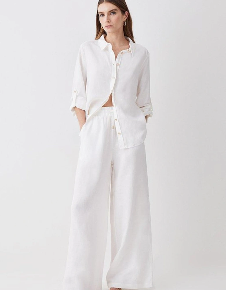 Linen Wide Leg Woven Trouser