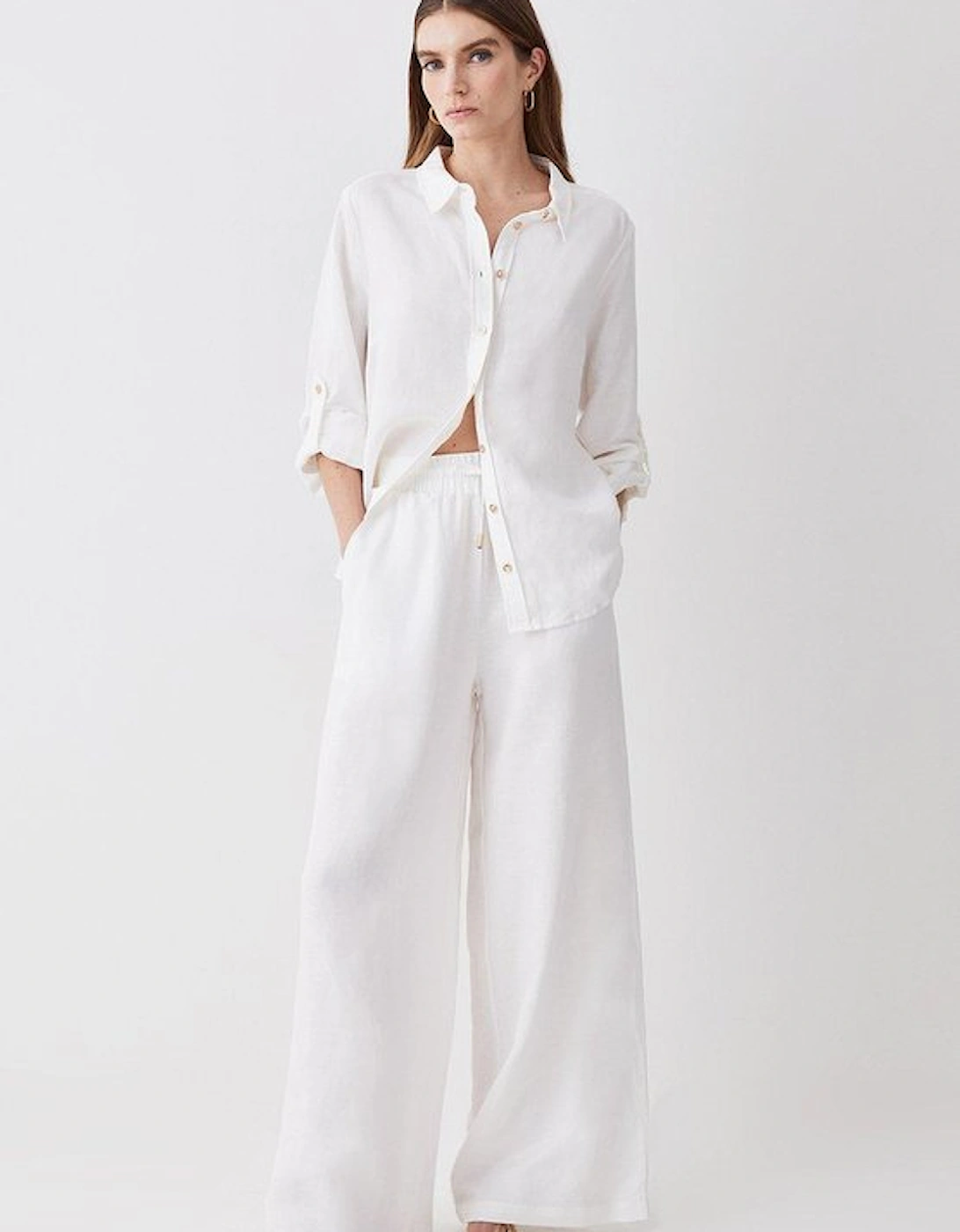 Linen Wide Leg Woven Trouser, 2 of 1