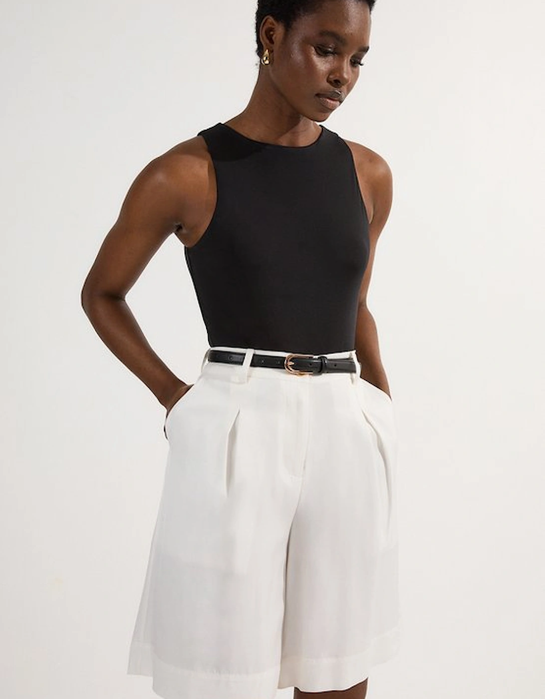 Tall Premium Viscose Linen Belted Woven City Short, 4 of 3