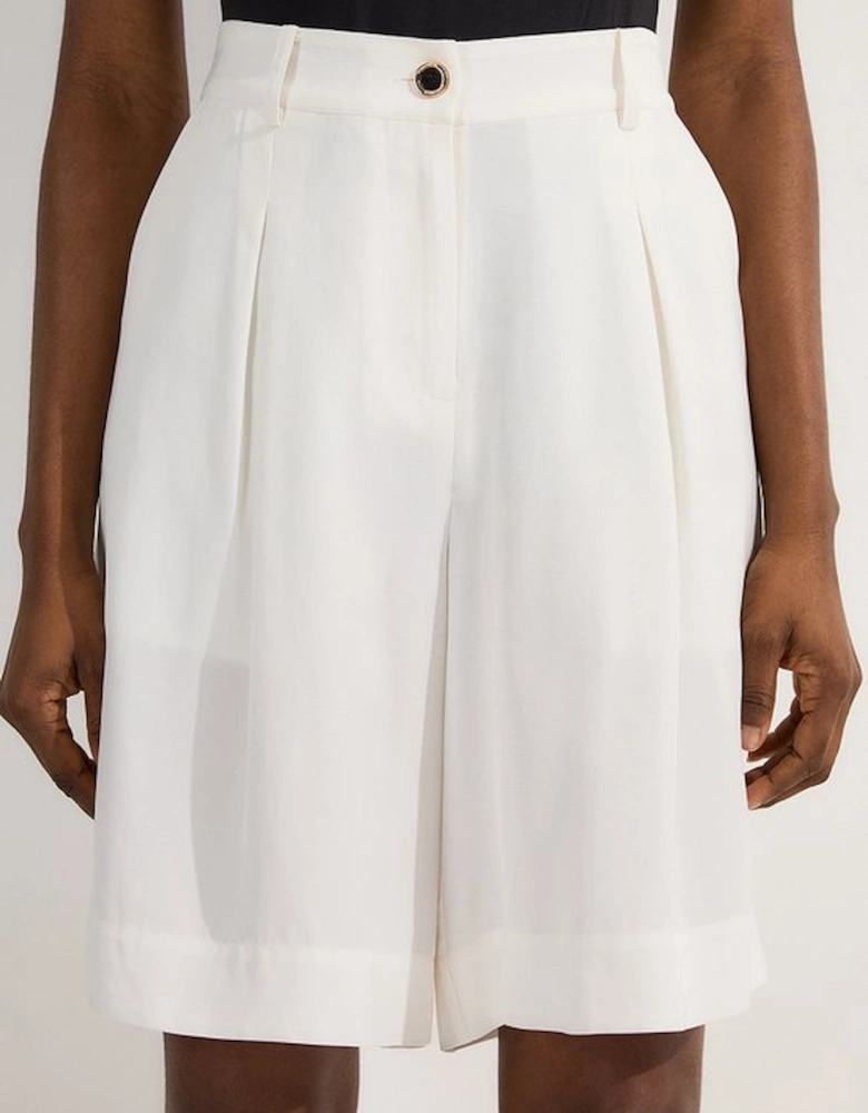 Tall Premium Viscose Linen Belted Woven City Short