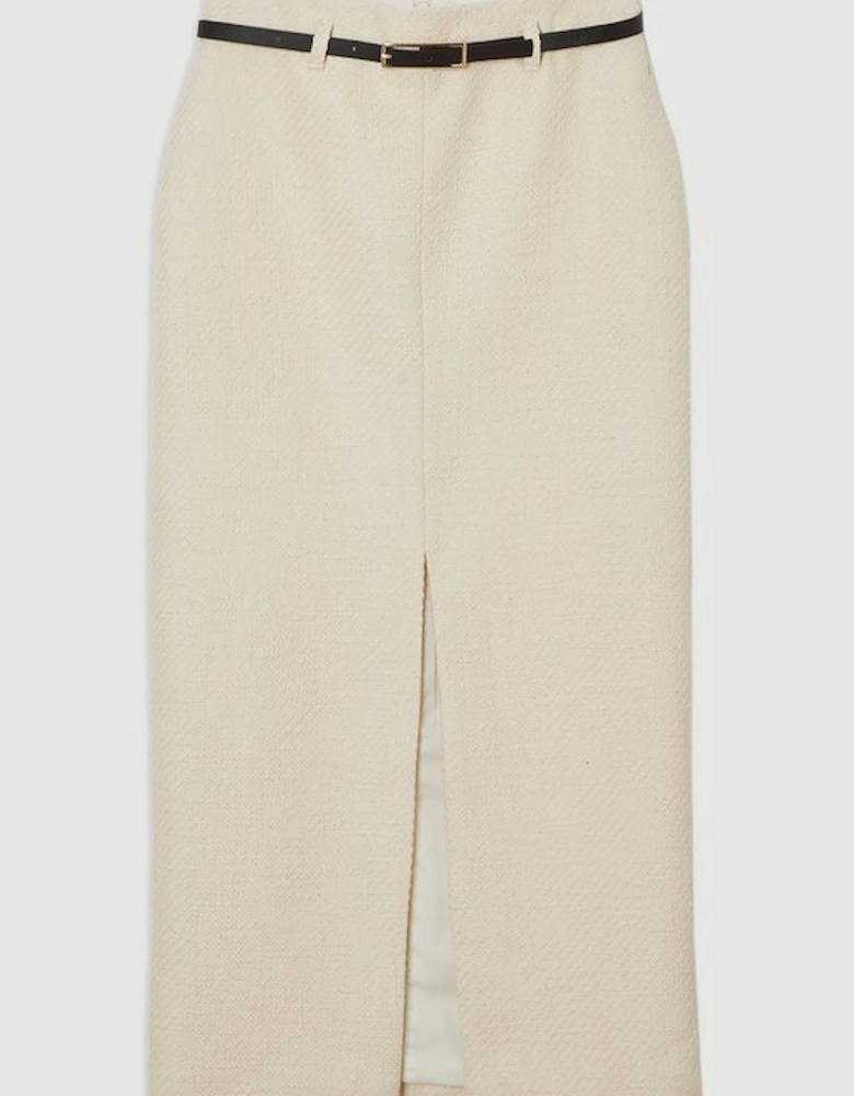 Textured Tweed Tailored Pencil Skirt